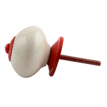 Cream Red Fitting Ceramic Knob